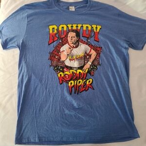 Rowdy Roddy Piper Blue Graphic T-Shirt